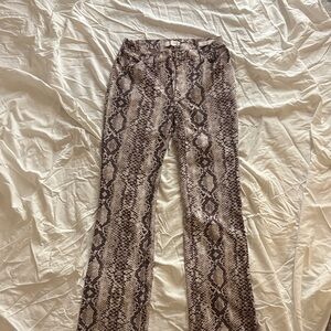 GUESS Snake-Print Flare Jeans in Taupe and Brown